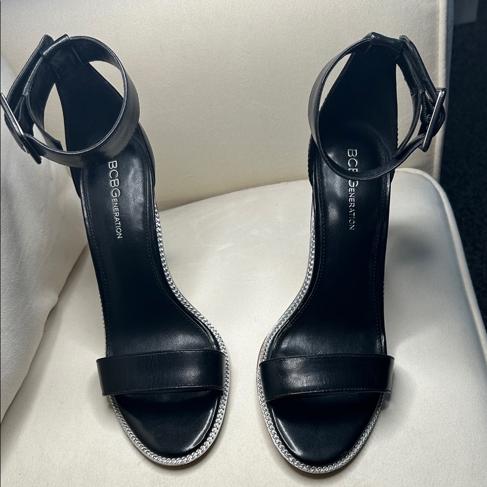 BCBGeneration Black Heels with Silver Accents